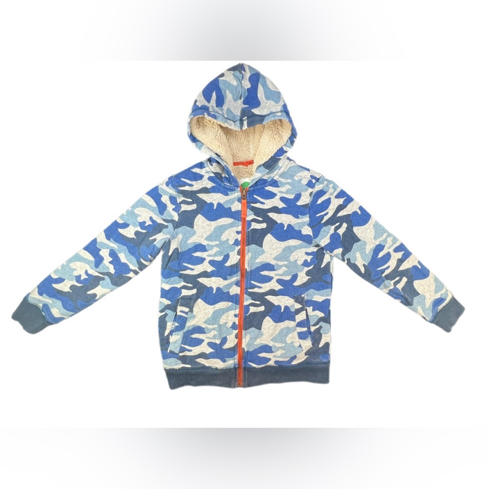 MINI BODEN Boys Camo Sherpa Lined Full Zip Hoodie - 9-10Y